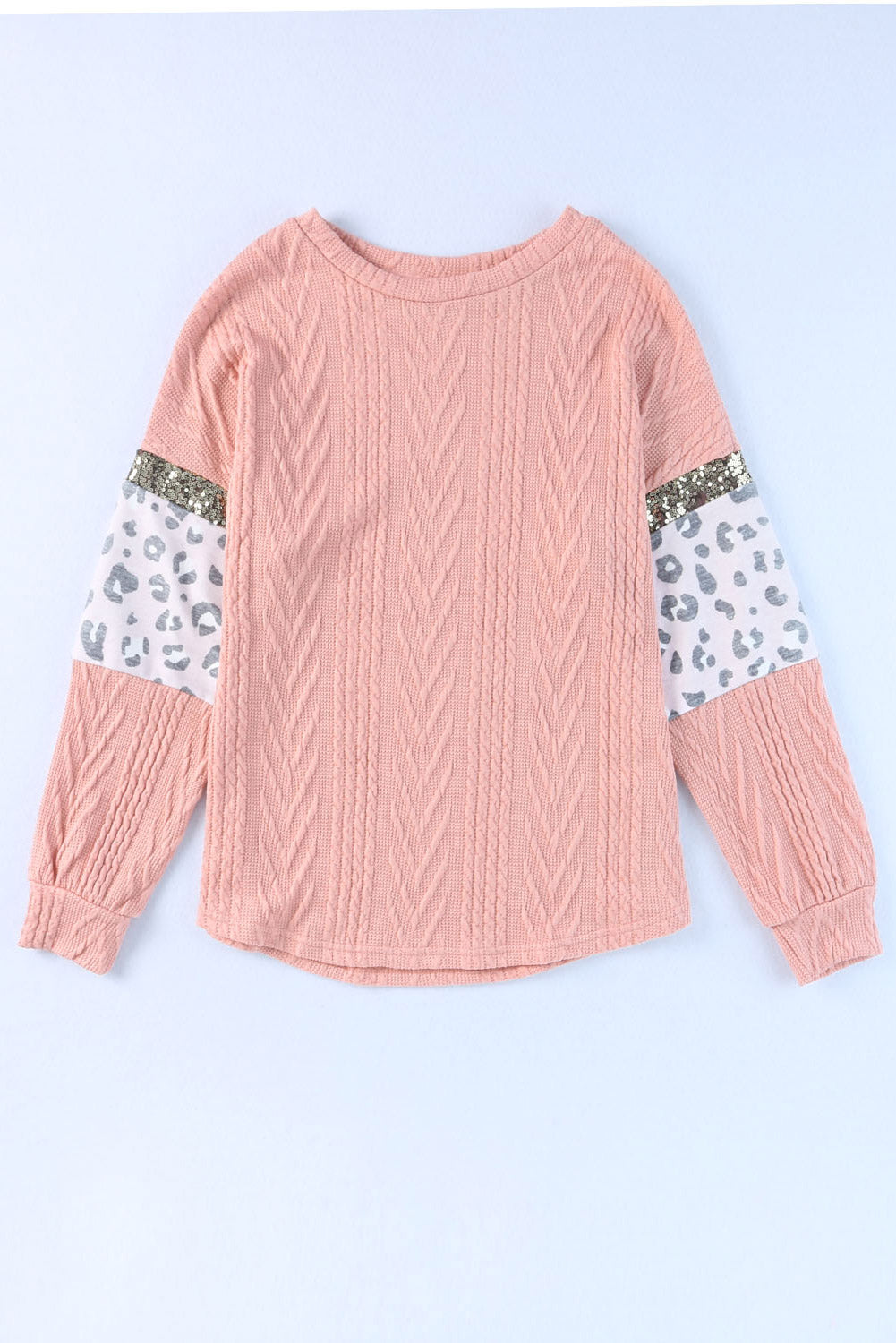 Women's Knit Top Featuring Splicing Sleeves Textured
