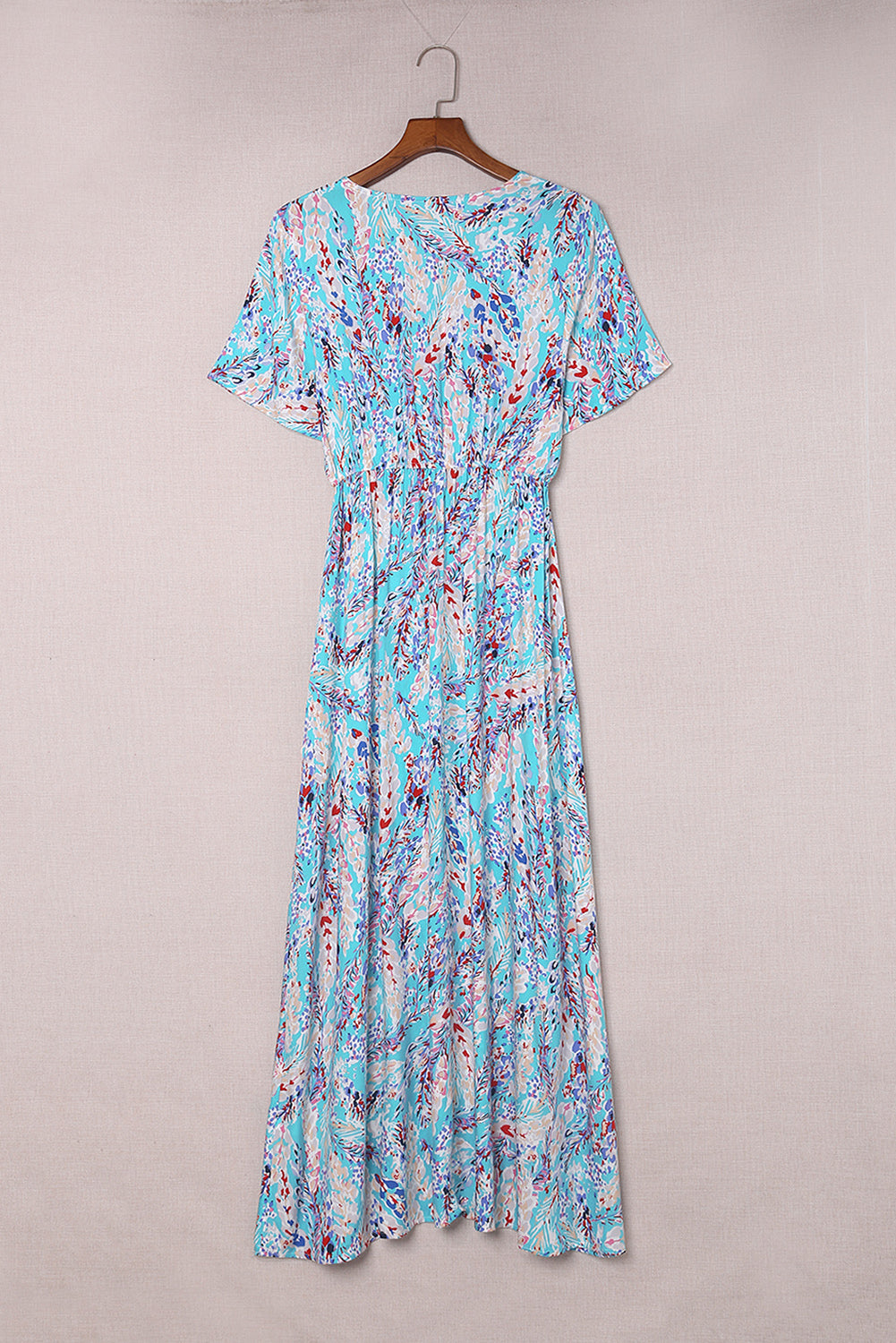 Women's Maxi Dress Featuring Wrap V Neck Floral-Print