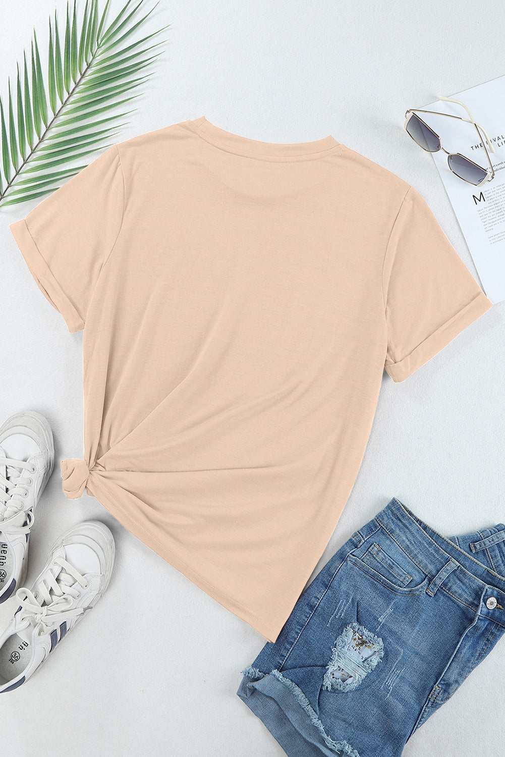 Women's Tee with Everyday Plain Crew Neck