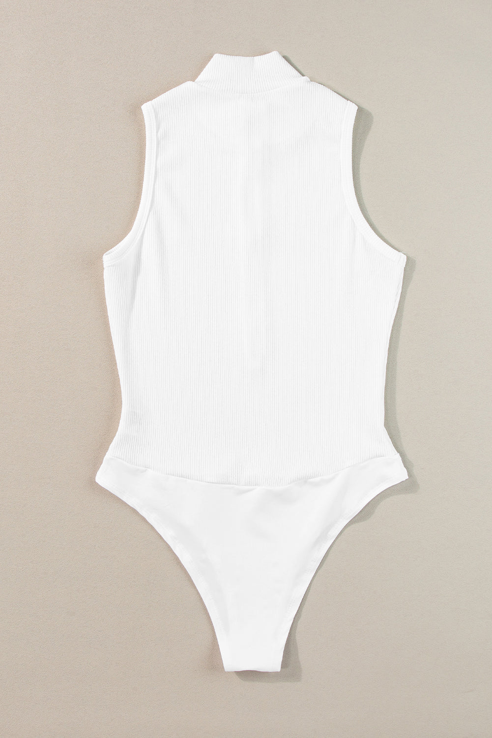 Women's Bodysuit with Zip up Rib-Knitted Sleeveless