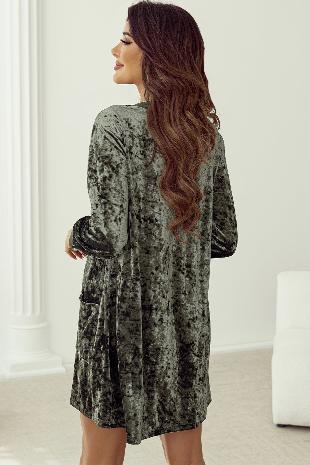 Dress for Women Loose Velvet V Neck