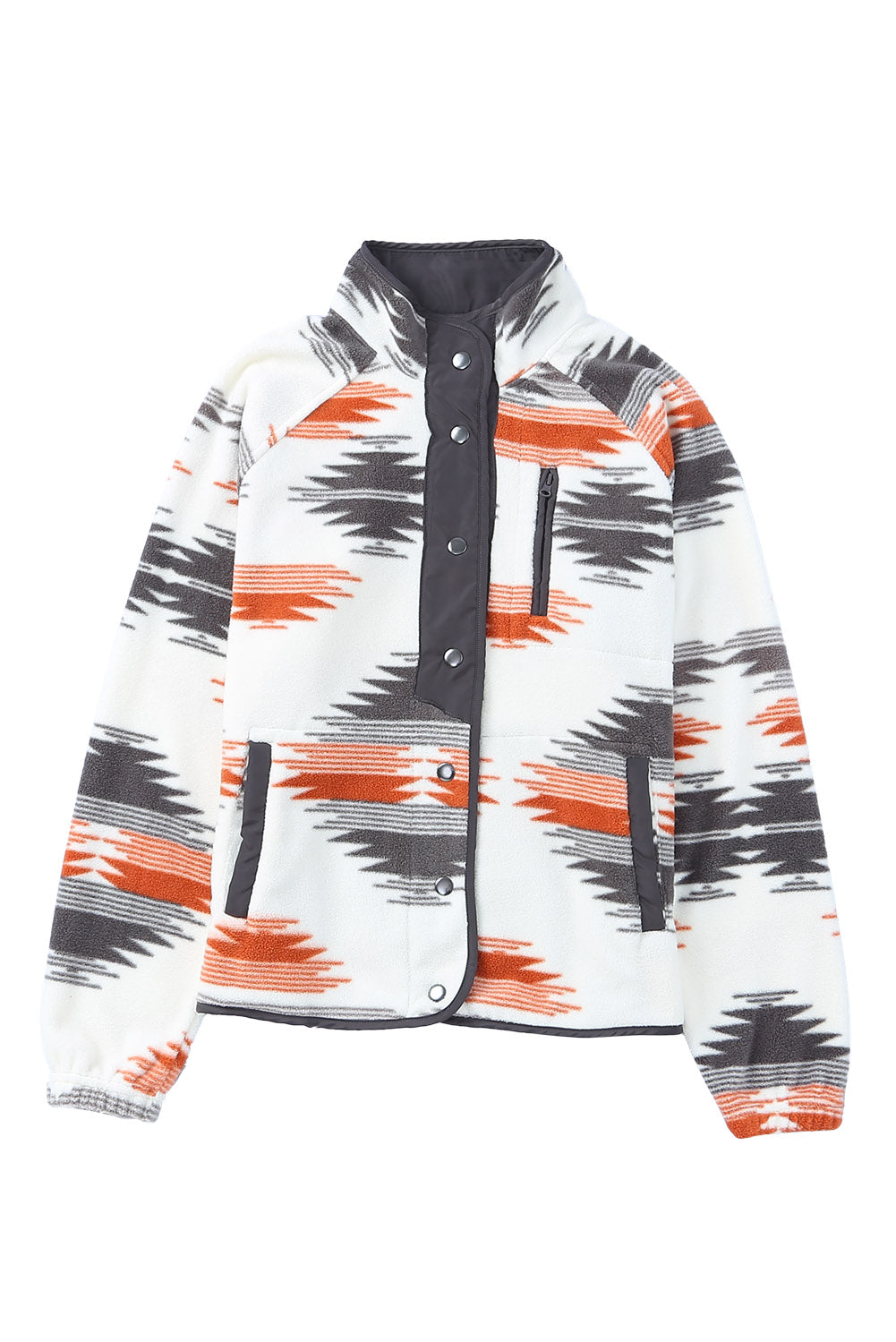 Women's Fleece Western Aztec Snap Button-Front Jacket