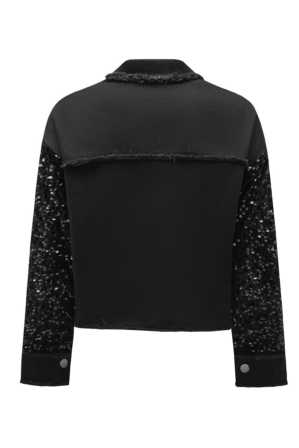 Women's Sequin Raw-Edge Denim Jacket