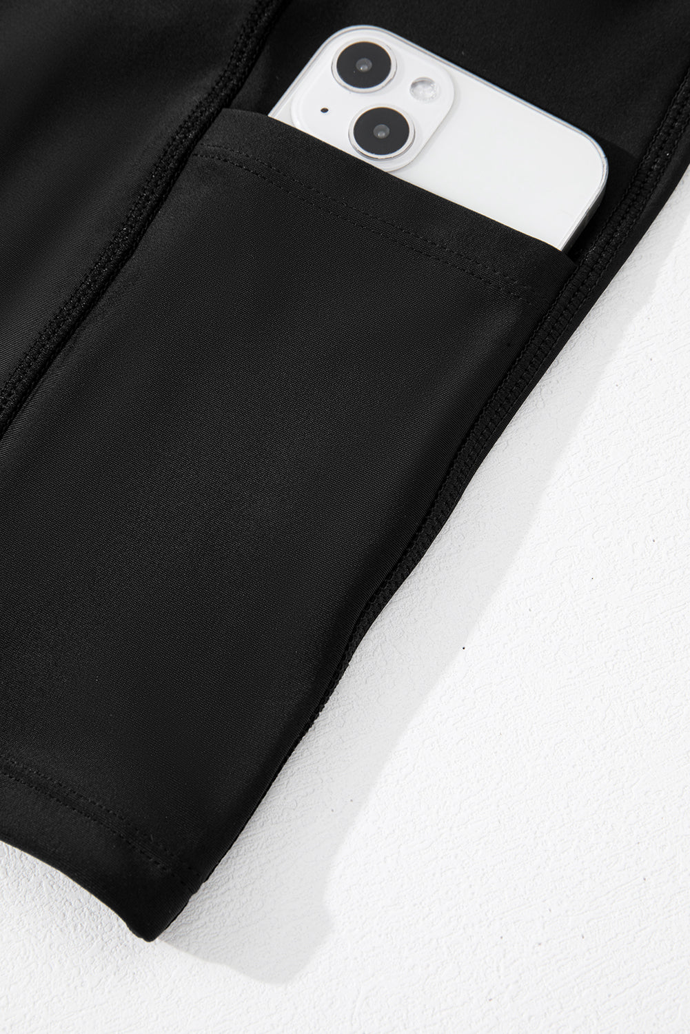 Solid Pocketed Crossover High Waist Swim Skort
