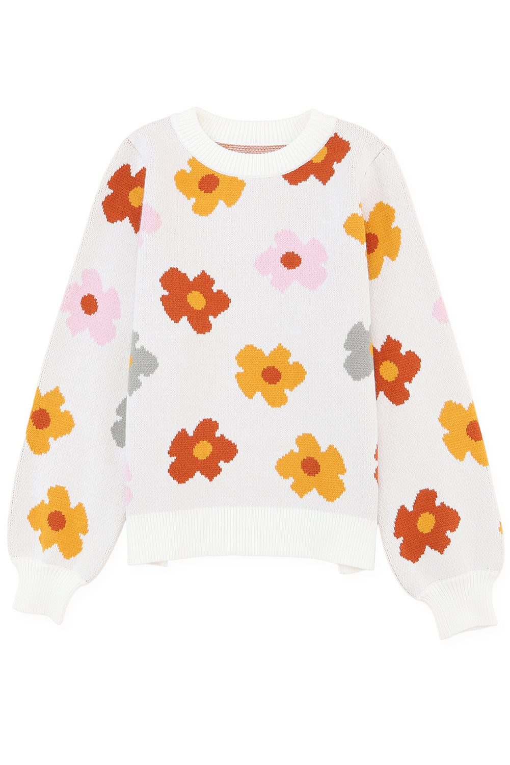 Women's Sweater with Rib-Knitted Hem Sweet Knitted