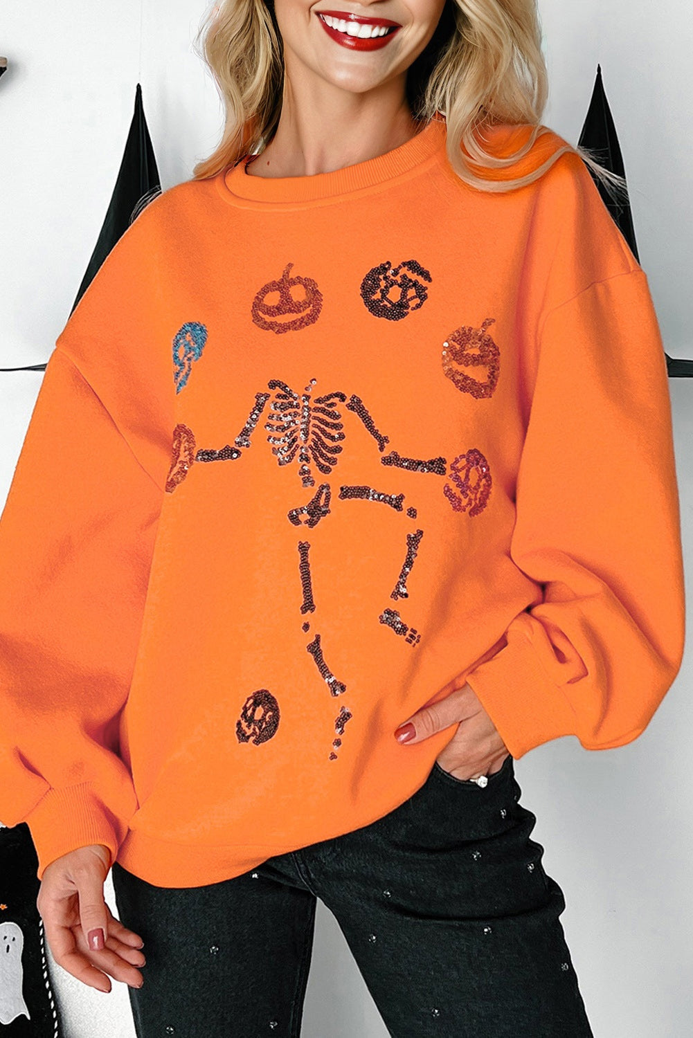 Dancing Critters Sequin Halloween Crewneck Sweatshirt