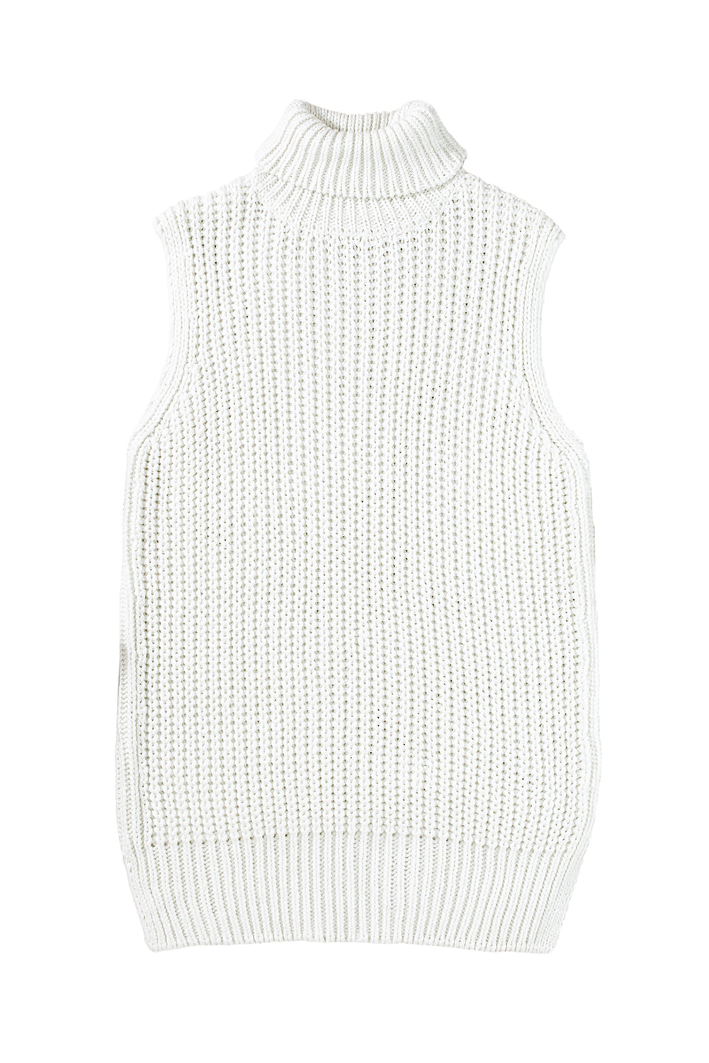 Women's Vest with Knitted Slit Hem Sweater Turtleneck