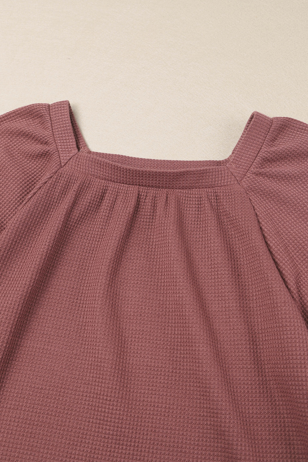 Women's Knit Top with Waffle Balloon Sleeve