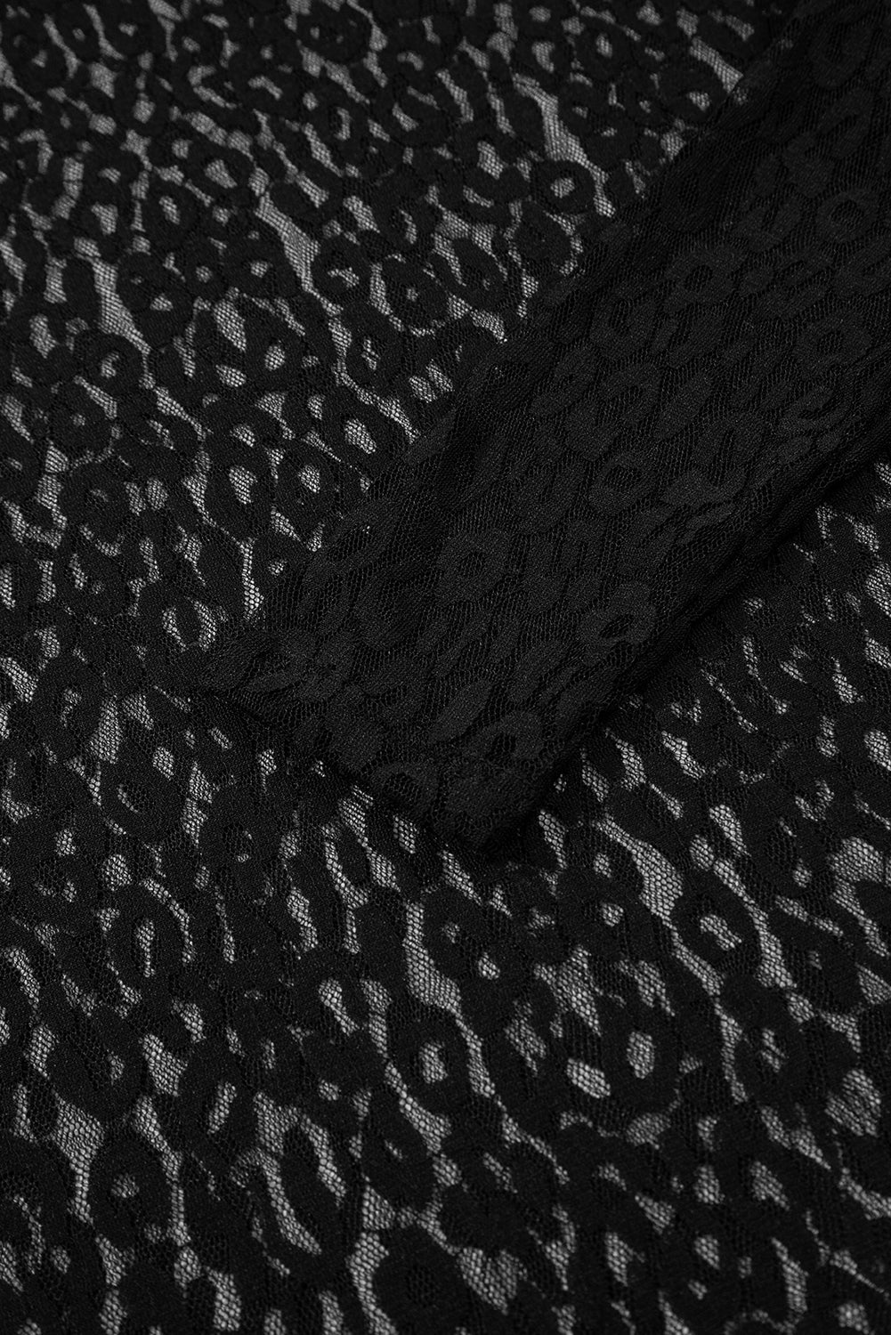 Pattern Sheer Leopard Sheer Mesh Long-Sleeved Top