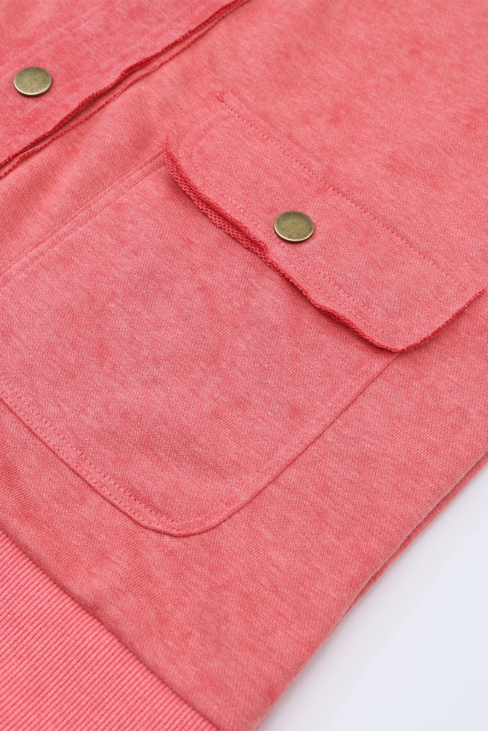 Women's Vintage Washed Flap Pocket Button Red Shacket