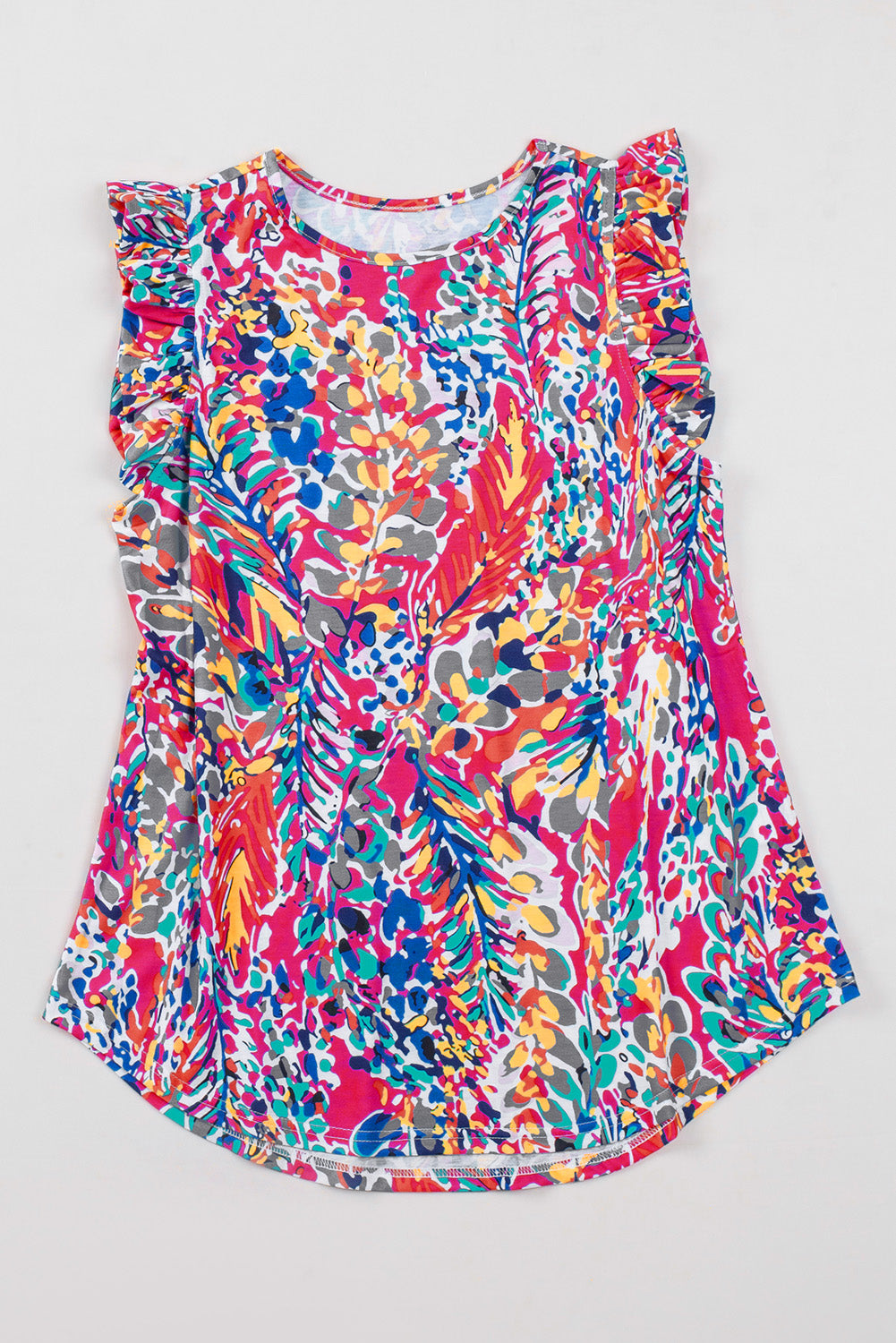 Women's Ruffles Featuring Tank Top with Floral-Print Print