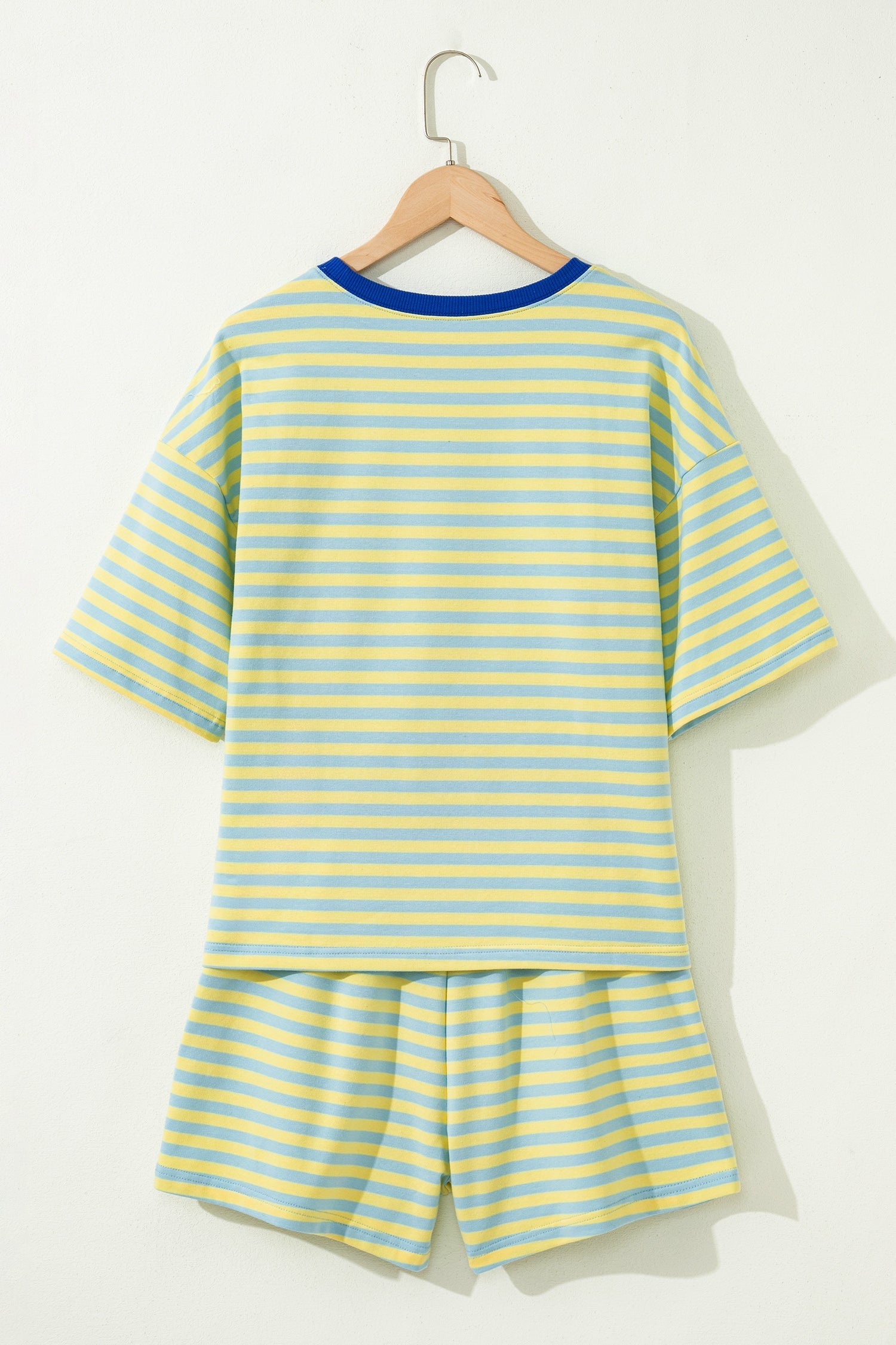 Drop-Shoulder Boxy Stripe Boxy Everyday Terry Short Set in Yellow