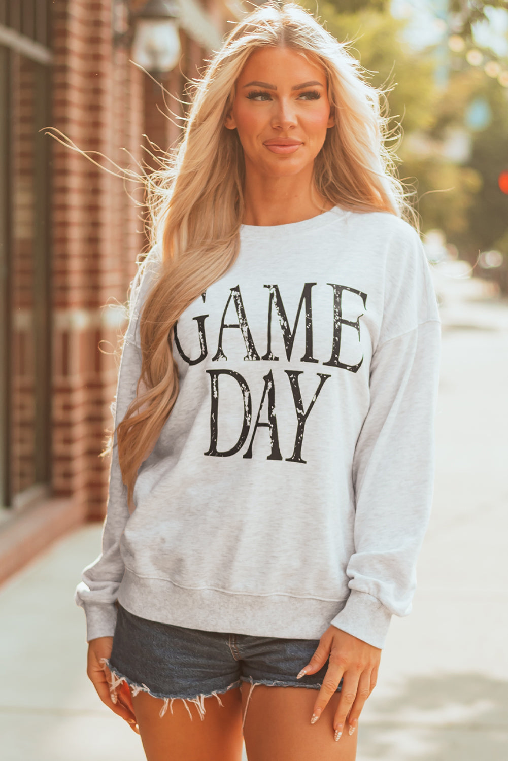 Washed GAME Retro GAME DAY Graphic Baggy Sweatshirt