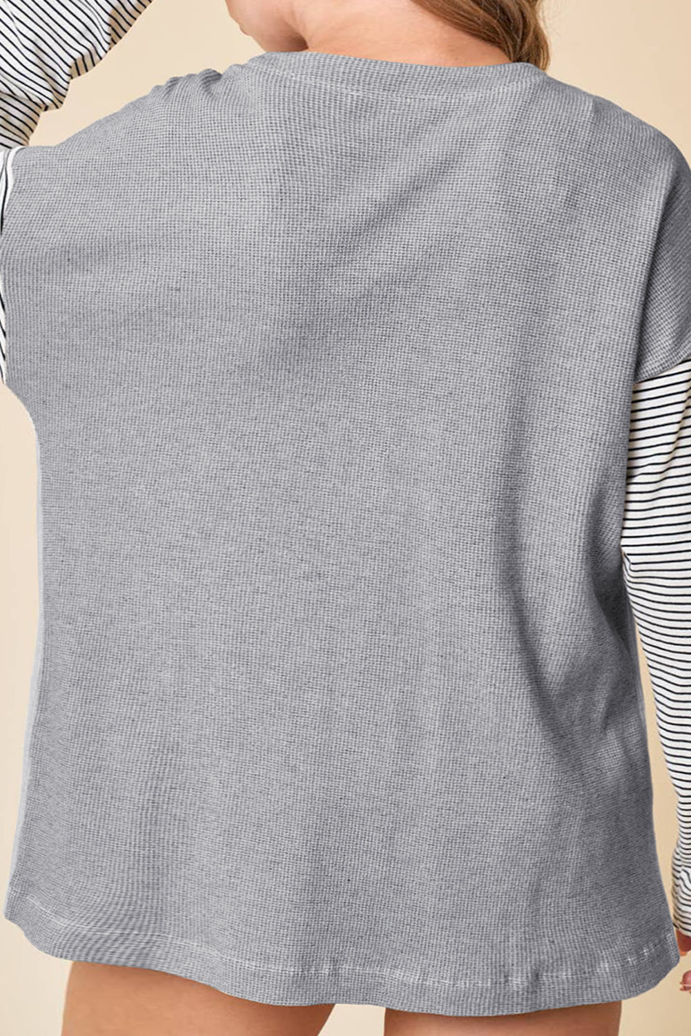Patchwork Stripe Colorblock Open-Front Cardigan Featuring a Pocket in Black