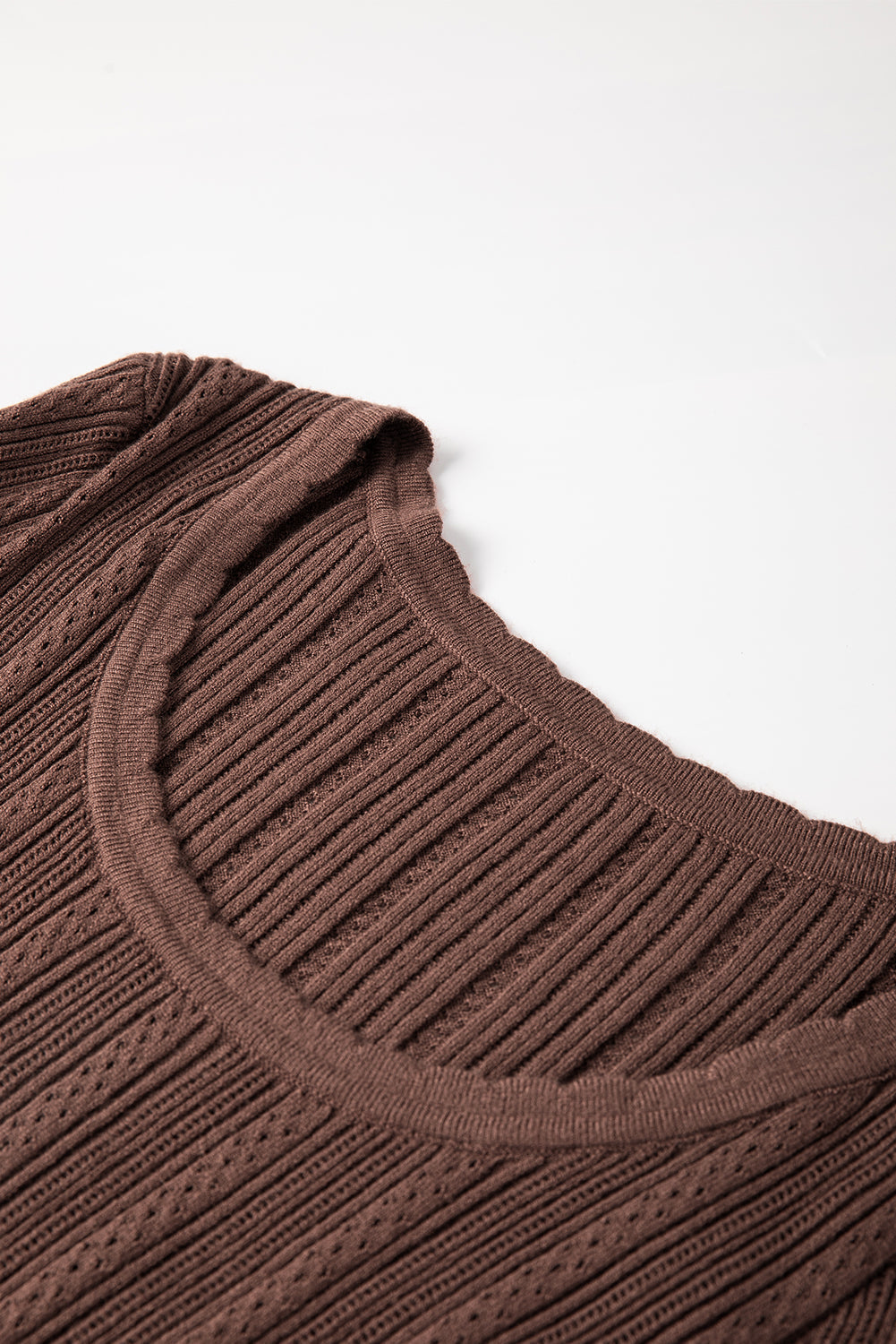 Women's Top with Knitted U Neck Slim Fit Long-Sleeve