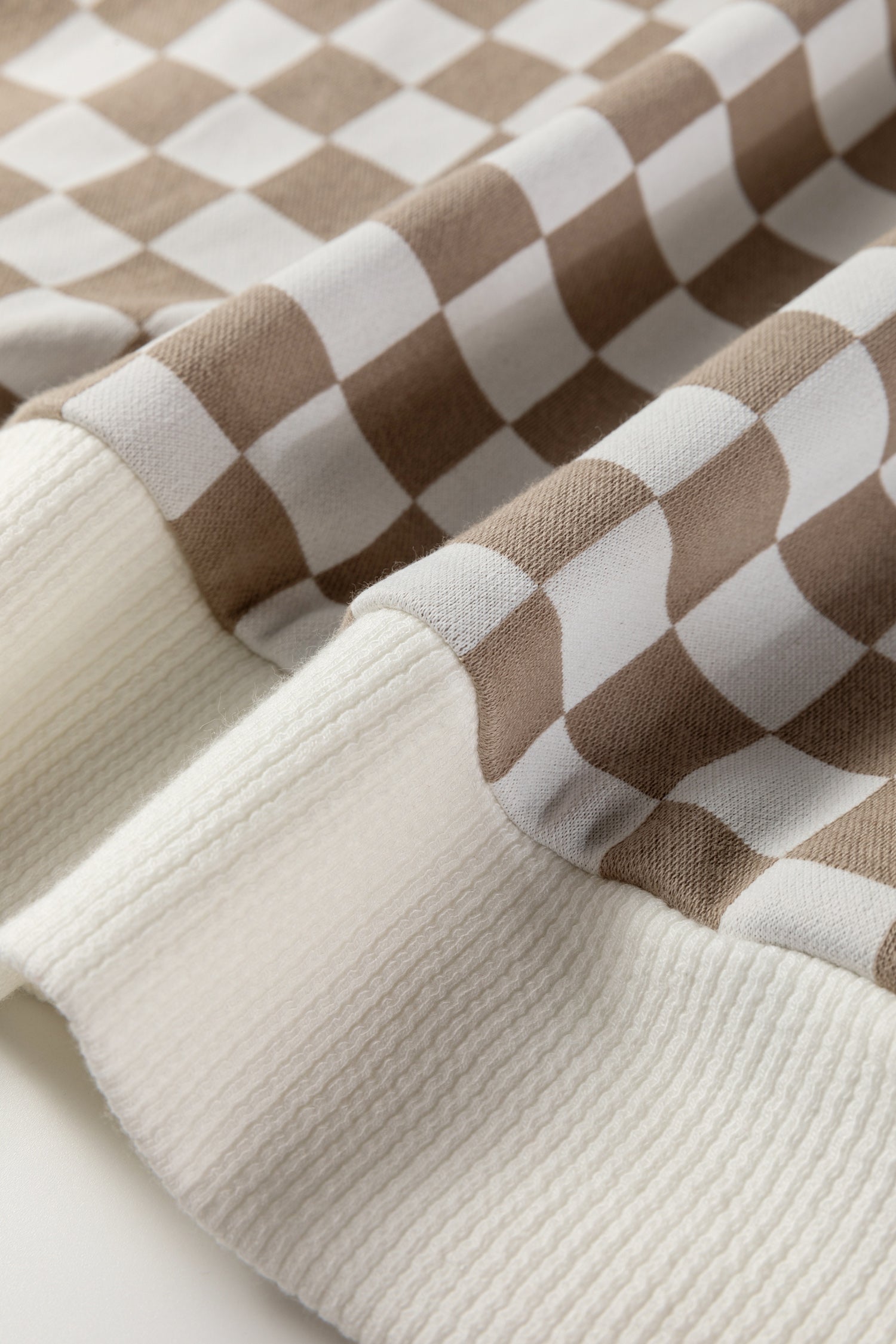 Quarter Patchwork Zip Rib-Knit Loose Sweatshirt