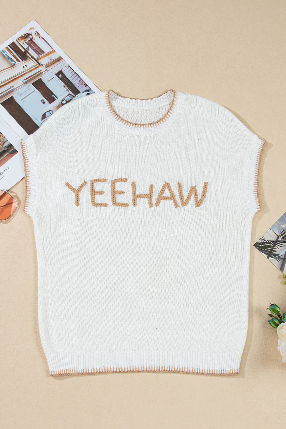 Knit Edge YEEHAW Stitch Crew-Neck Knit Top T Shirt