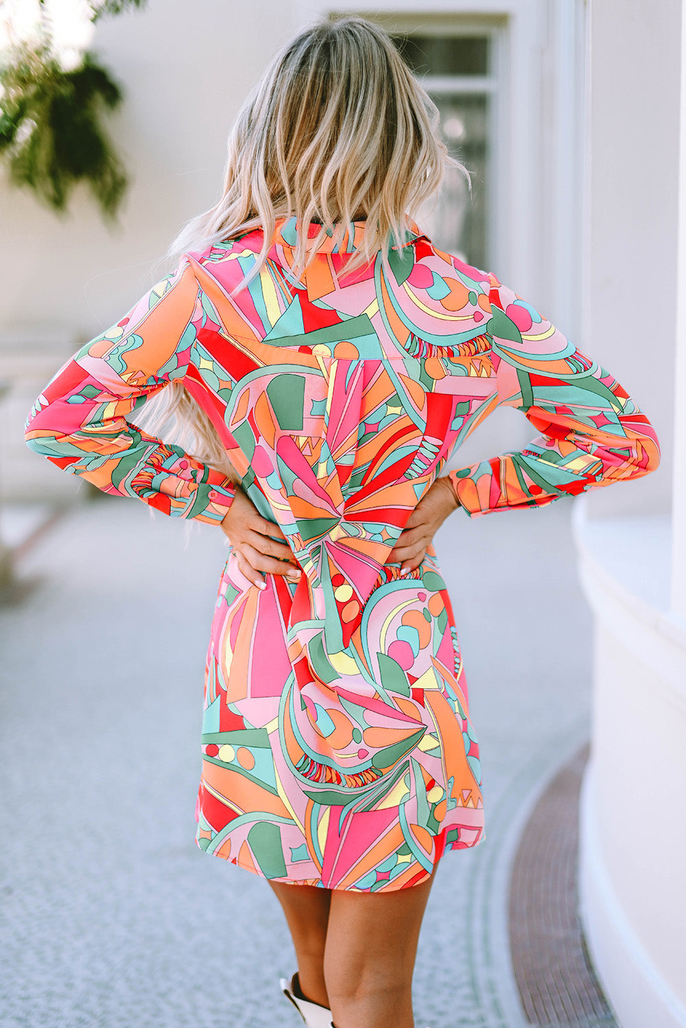 Women's Geometric Abstract Shirt Dress