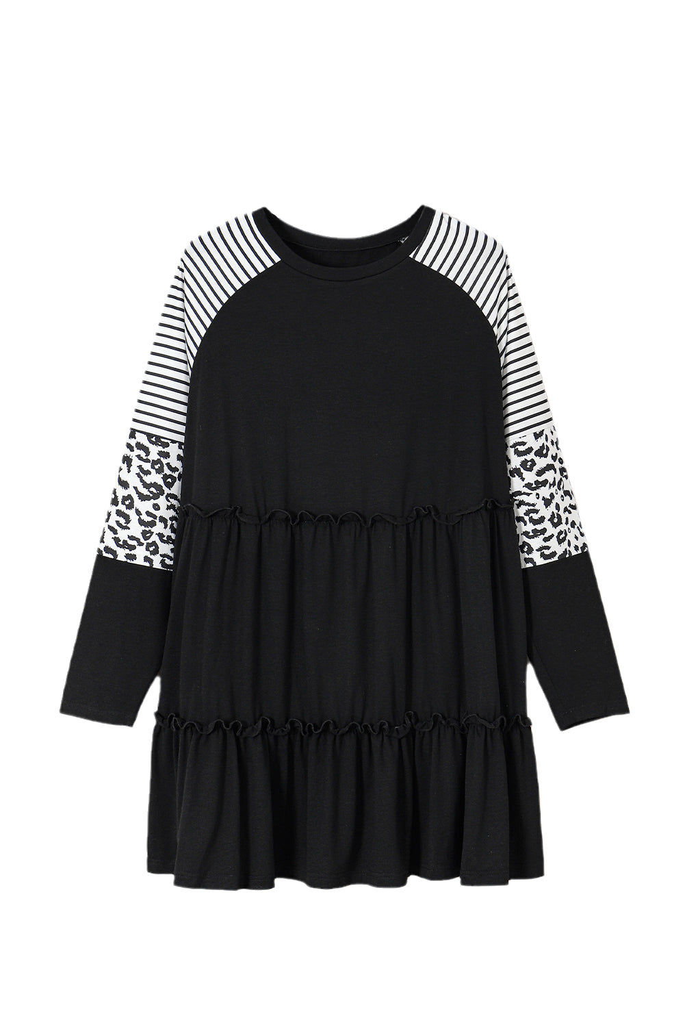 Women's Dress Featuring Striped Layered Plus Size