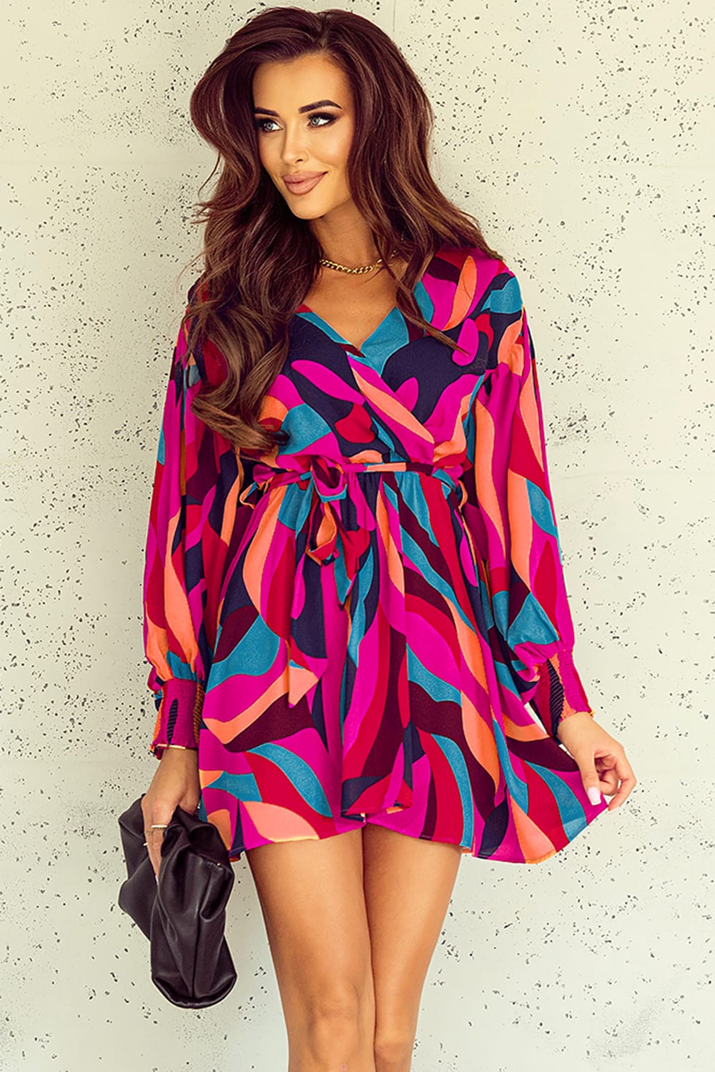 Women's Sleeve Belted Balloon Mini Dress