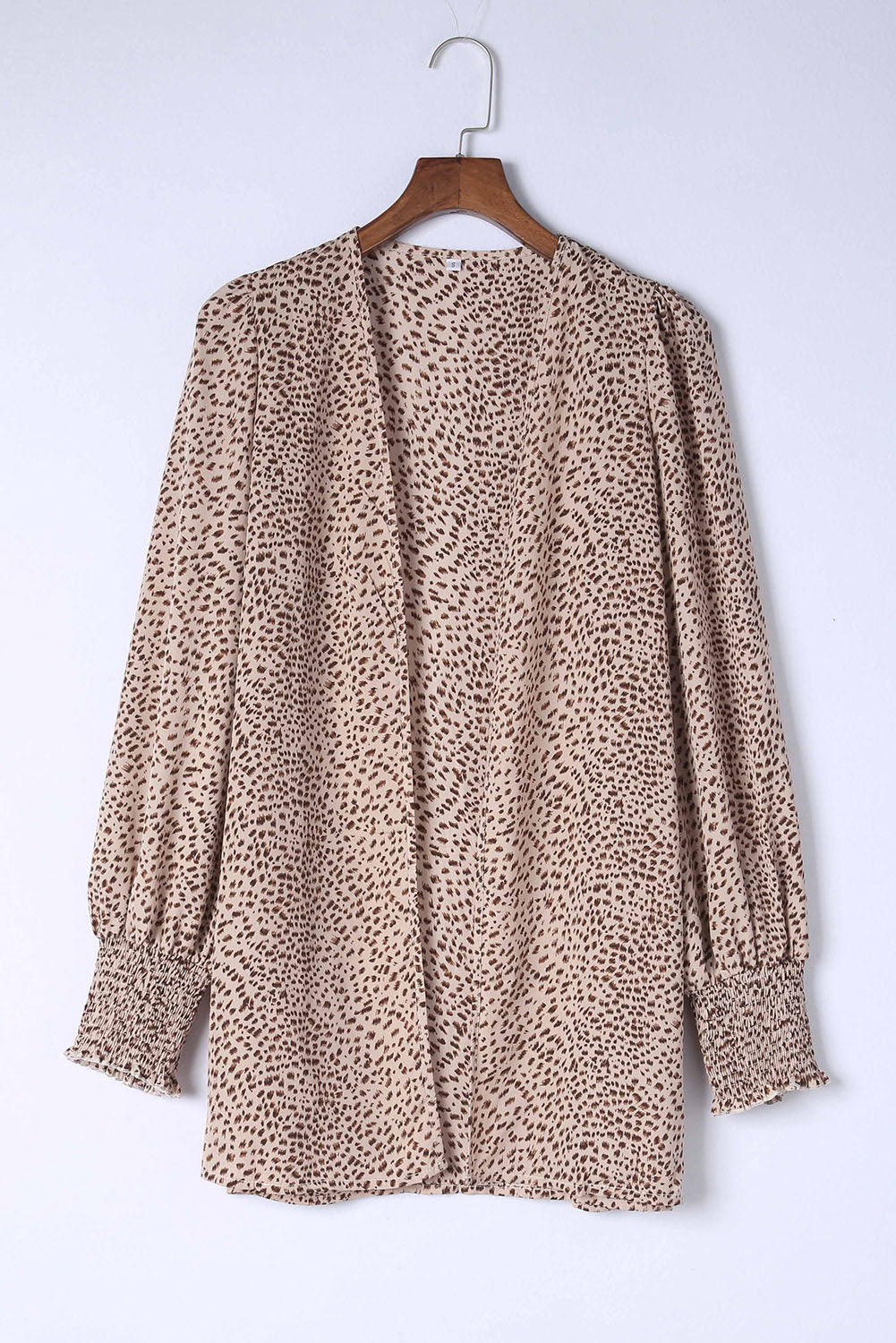 Cardigan for Women Animal Print Shirred Apricot Cuff Lantern Sleeve