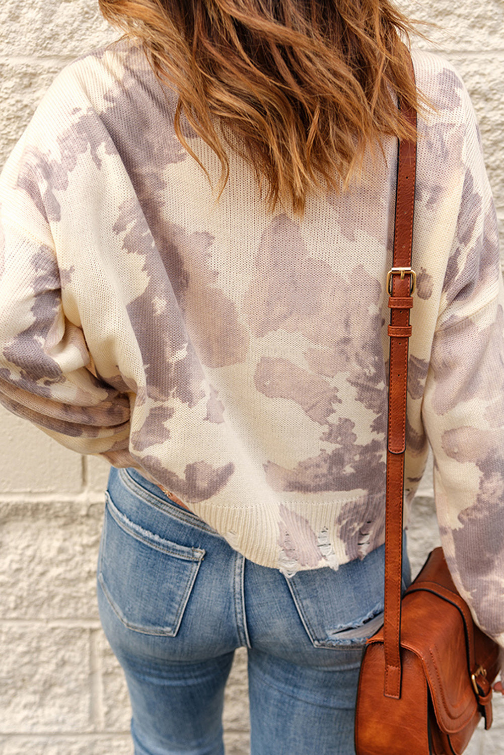 Women's Sweater with Stain Washed Tie Dye