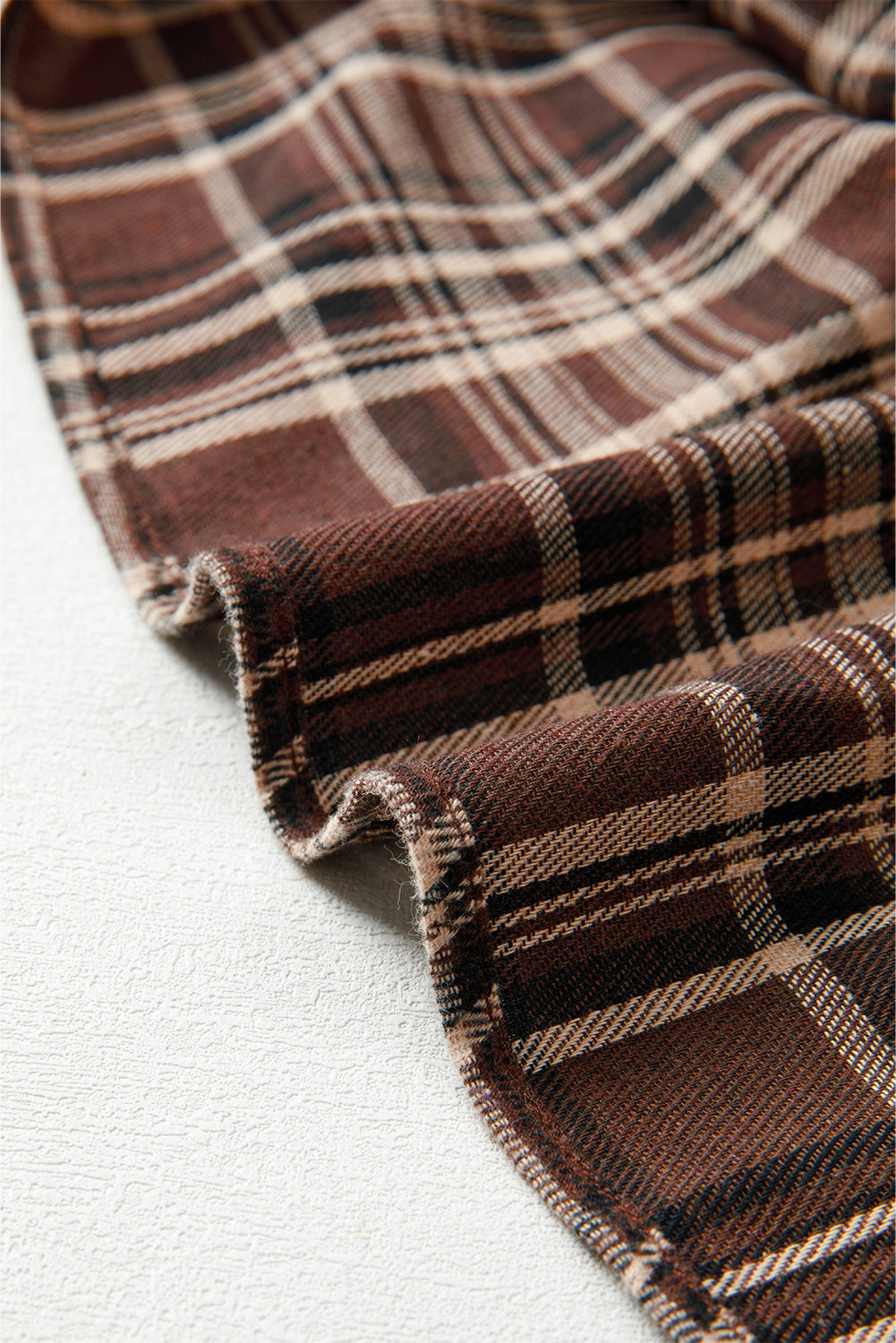 Long-Sleeved Plaid Patchwork Button Hooded Blouse