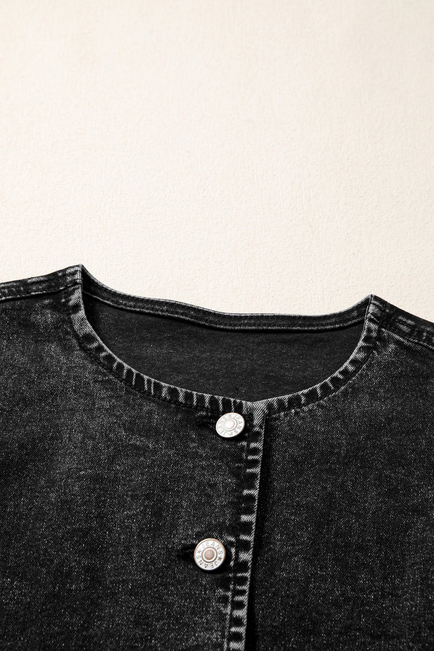 Button-Front Vest Slit Denim in Black