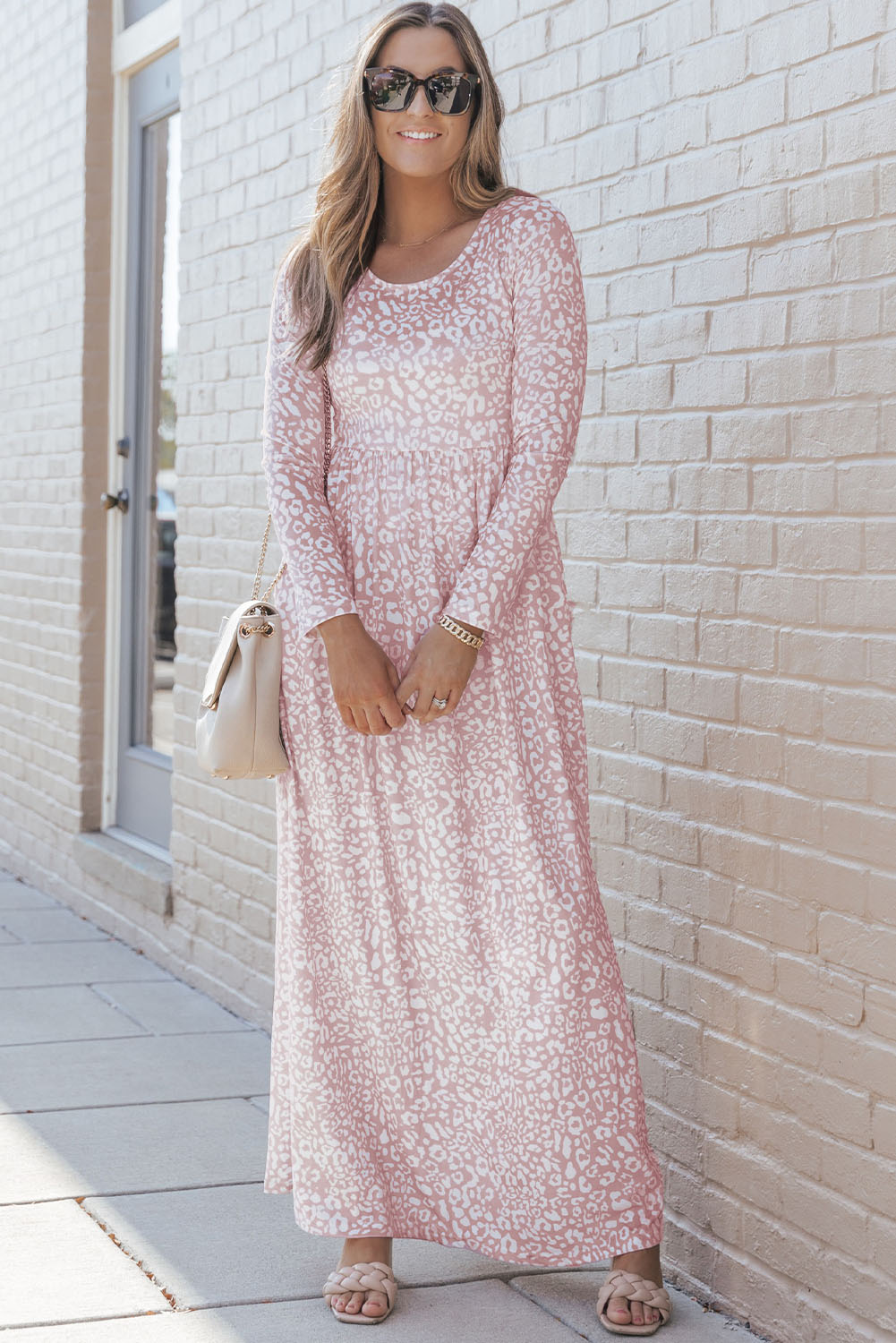 Women's Maxi Dress with Long-Sleeve Empire-Waist