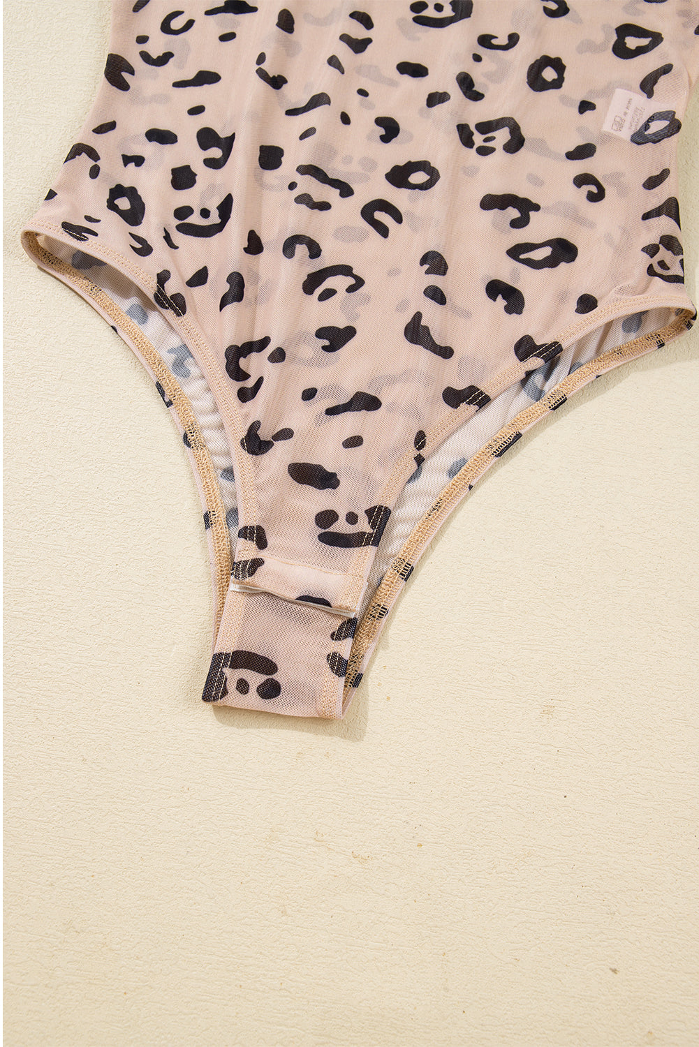 Mesh Mock-Neck Sheer Leopard Long-Sleeved Bodysuit
