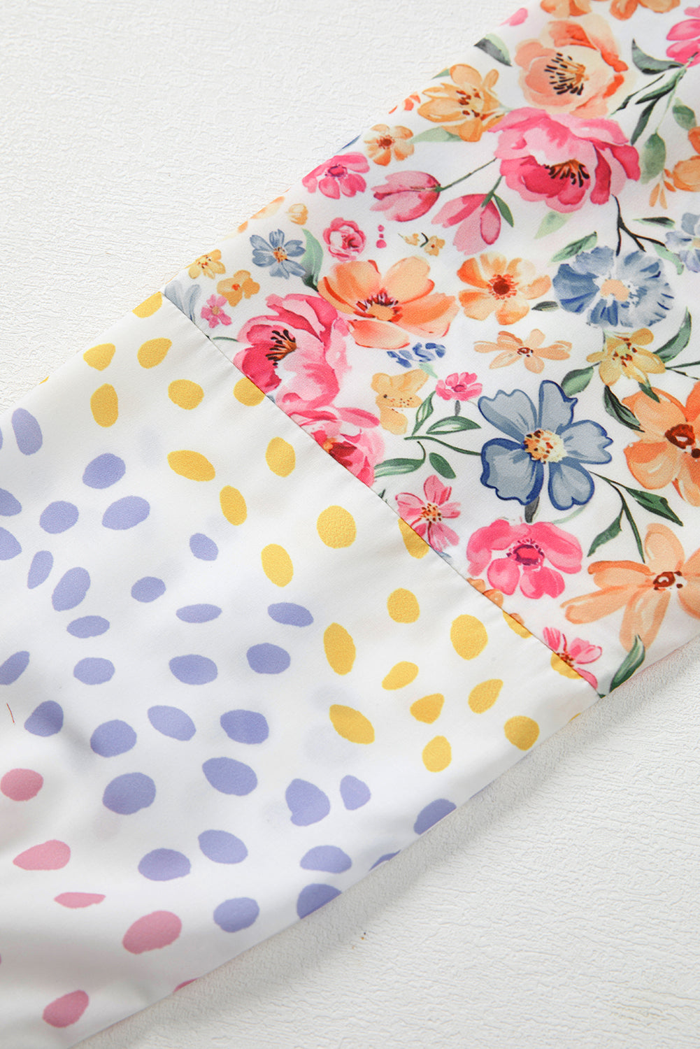 Floral Dotted Mixed Print Patchwork Sleeve High Low Everyday Sweatshirt