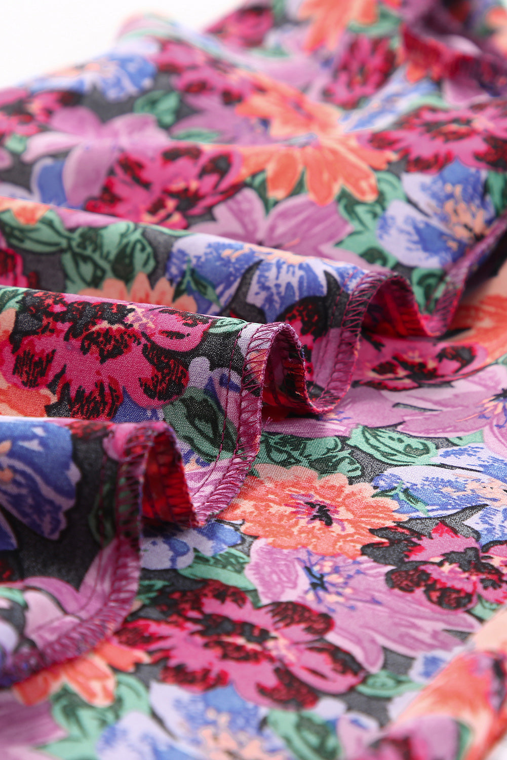 Women's Blouse with Floral-Print Round Neck Balloon Sleeve