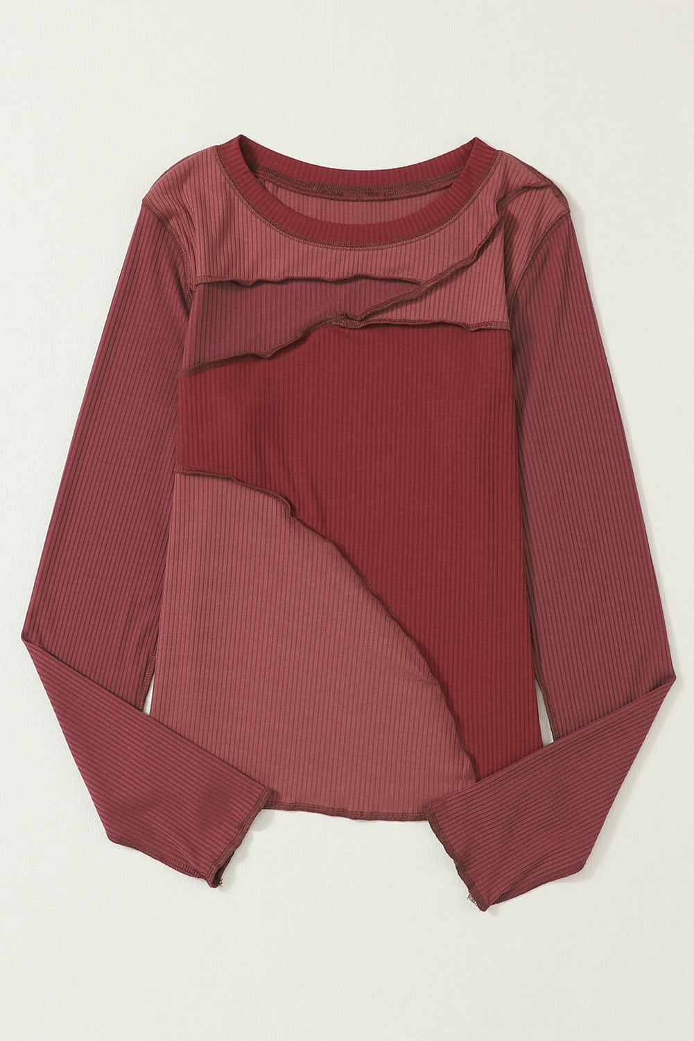 Women's Rib-Knitted Expose Seam Knit Top
