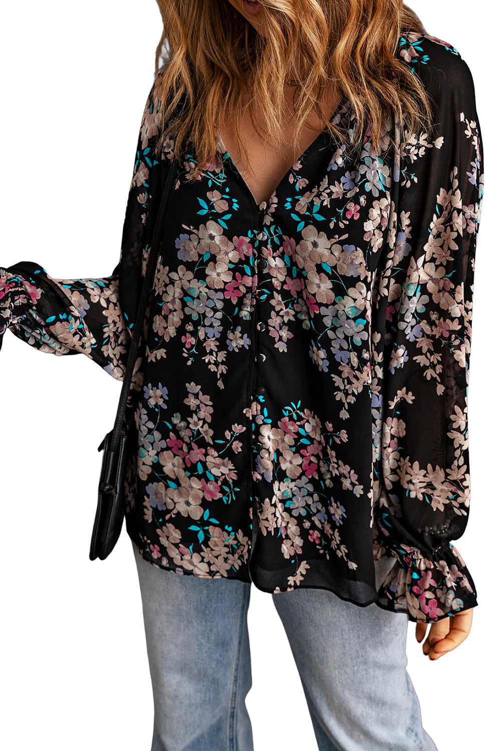 Women's Wildflower Print Chiffon Blouse
