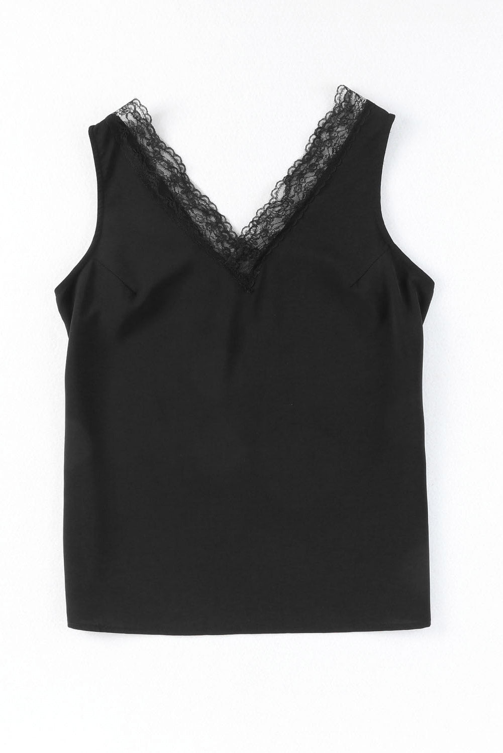 Women's Tank Top with Lace-Trimmed Splicing Open-Back