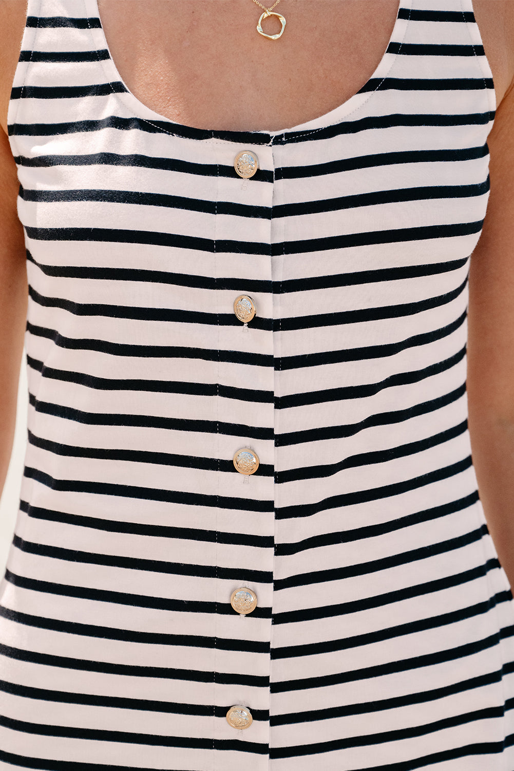 Women's Maxi Dress Featuring Sleeveless White Striped