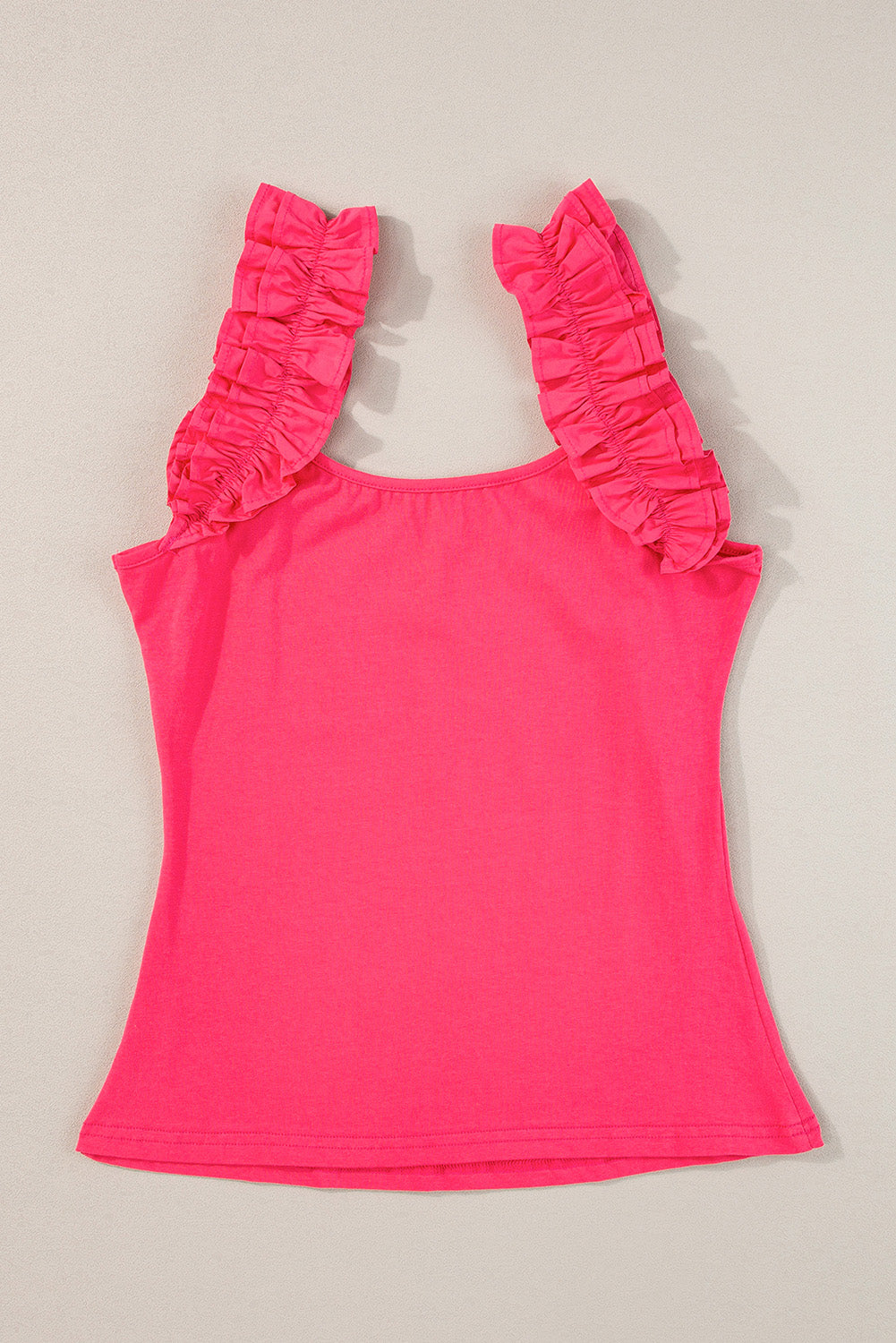 Women's Tank Top with Slim Ruffle-Trimmed Wide Straps