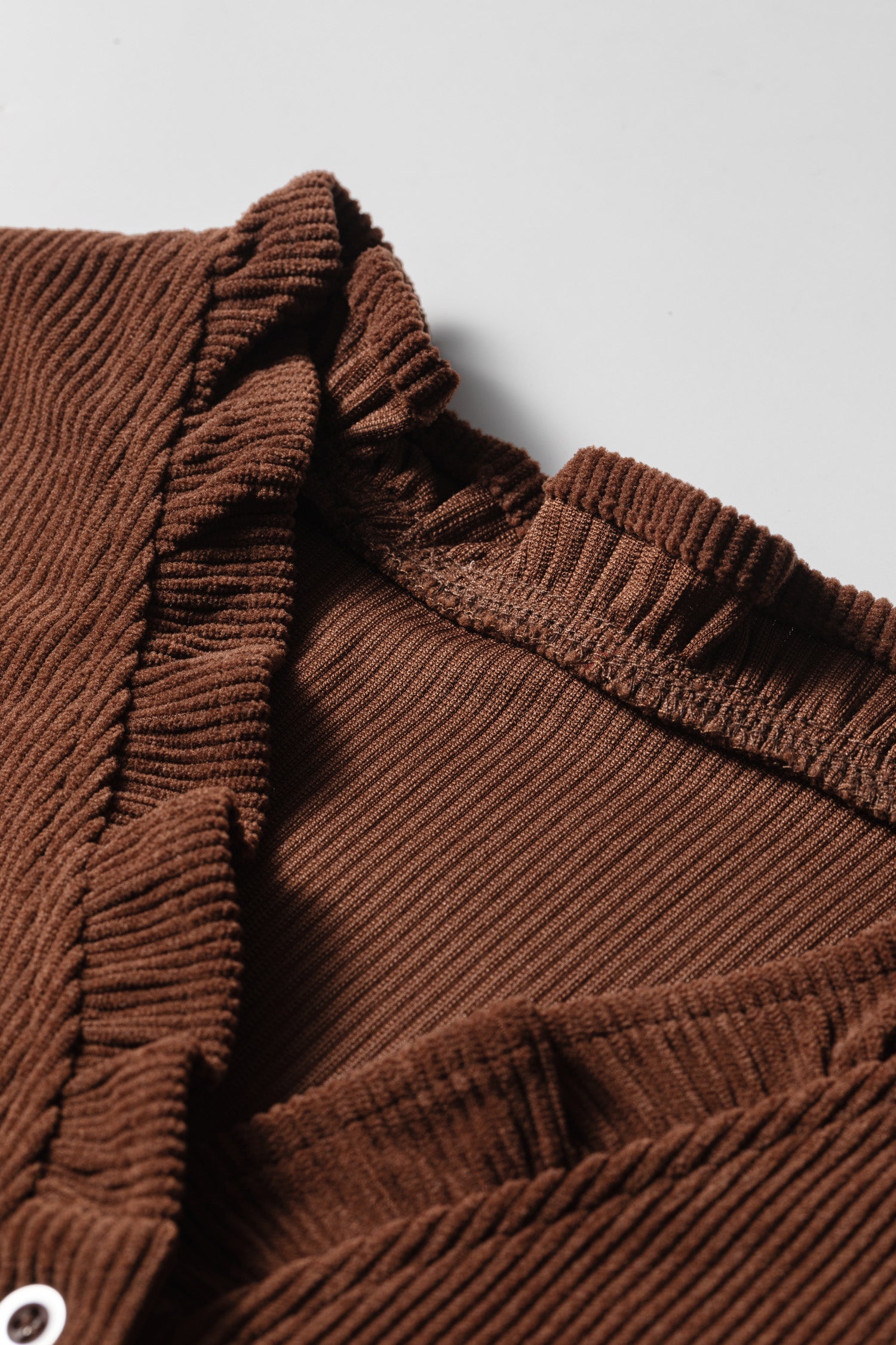 Long-Sleeved Coffee Solid Button Corduroy Shakcet