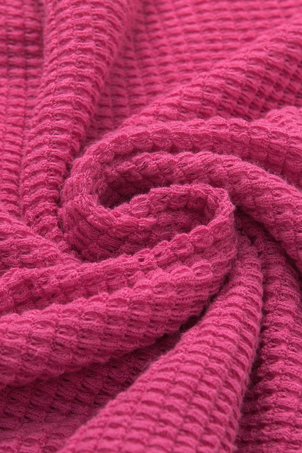 Women's Textured Knitted Split Neck Top
