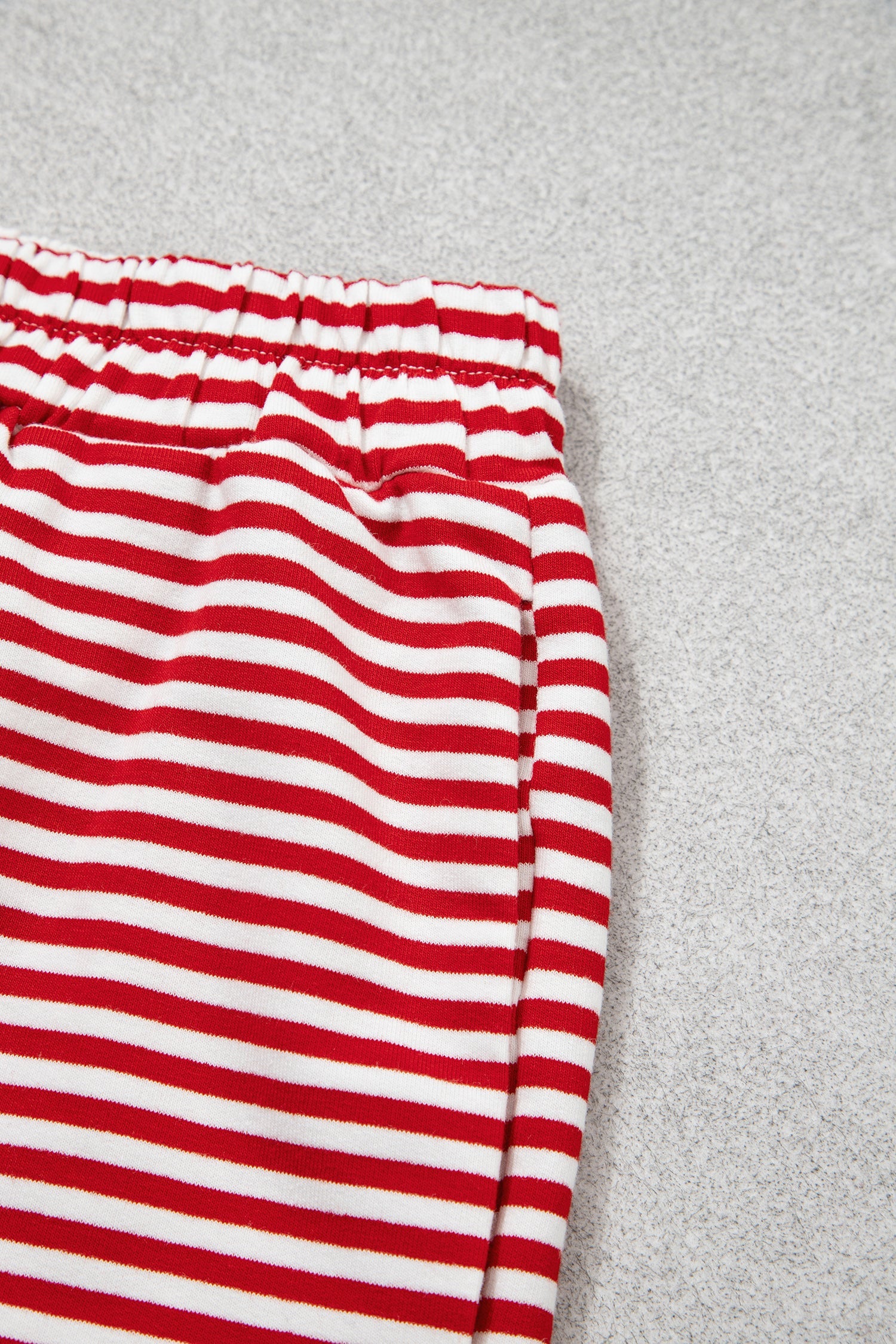 Stripe Sweatshirt Oversize Mock-Neck and Shorts Set in Red