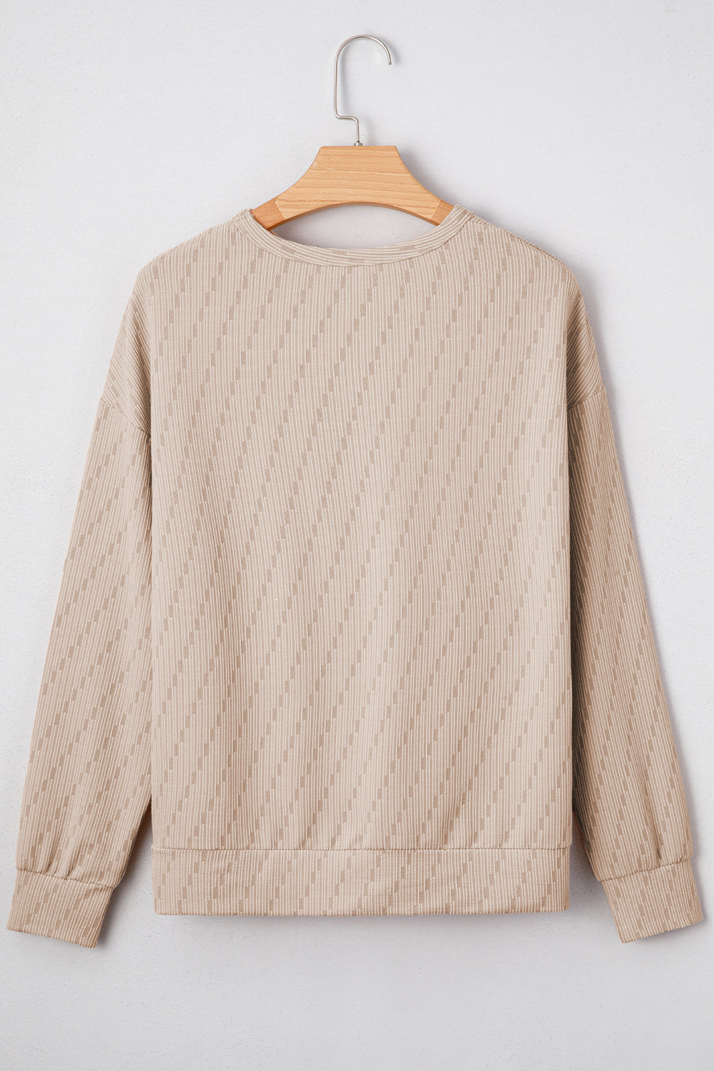 Solid Textured Long-Sleeved Top