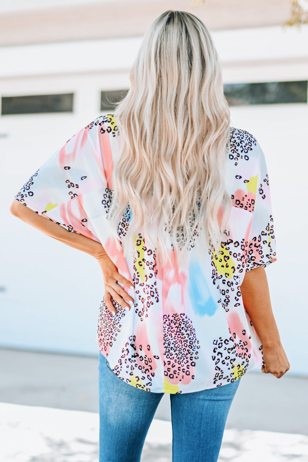Women's Top with Print Loose Watercolor