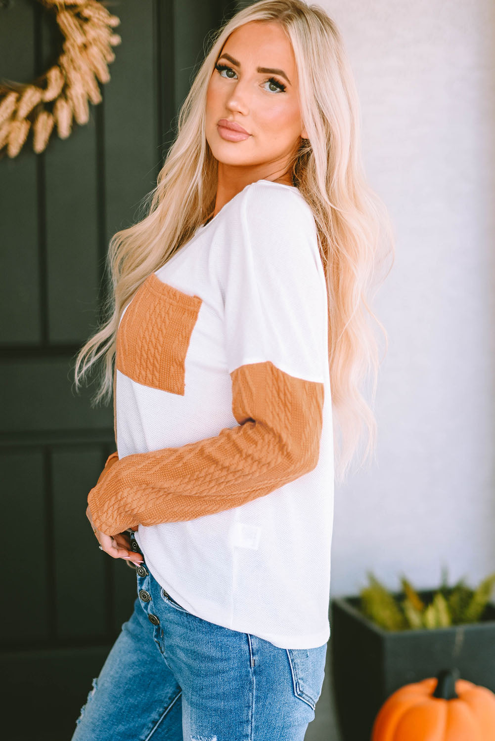 Knit Top for Women Long-Sleeve Chest