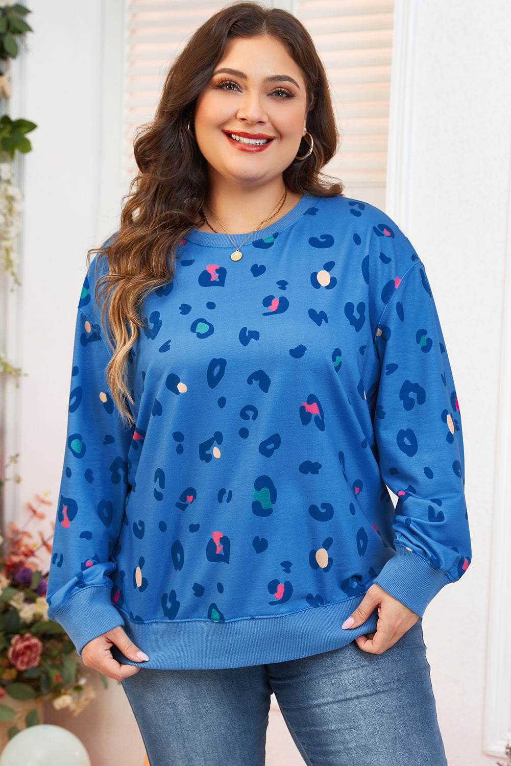 Women's Rib-Knitted Edge Pullover Sweatshirt