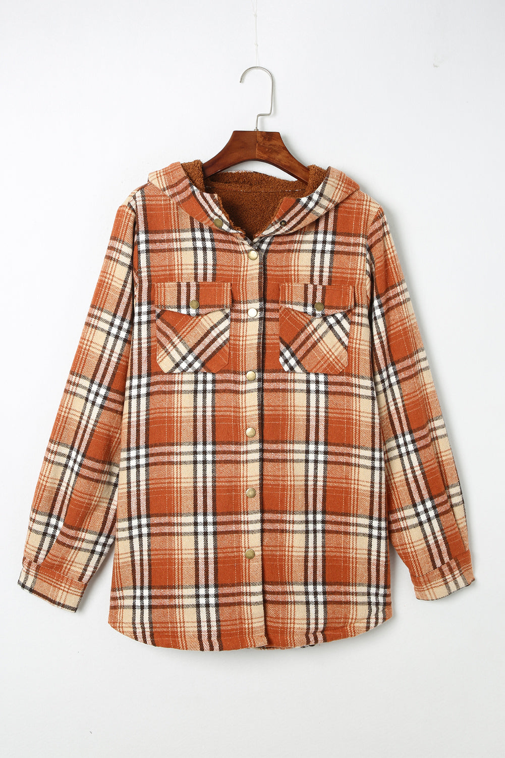 Shacket for Women Hooded Plaid Lined