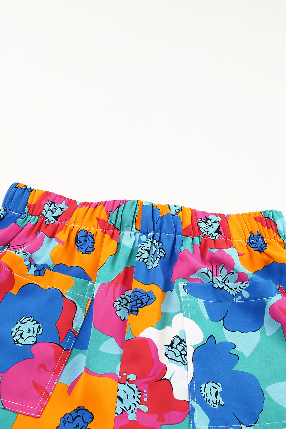 Shorts for Women Drawcord Elastic Waist Everyday Floral-Print Print