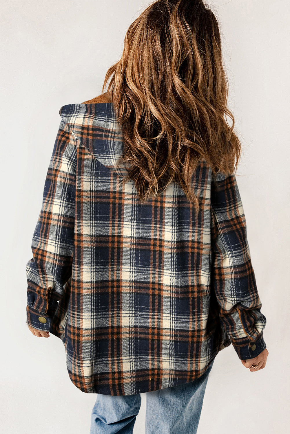 Shacket for Women Plaid Pattern Sherpa Lined