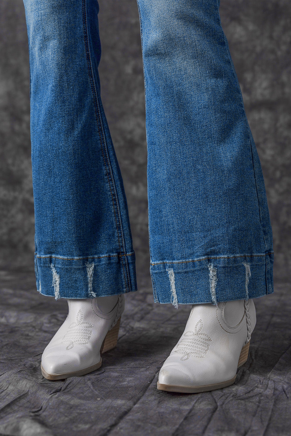 Women's Flare Jeans with Slight Distressed Wash