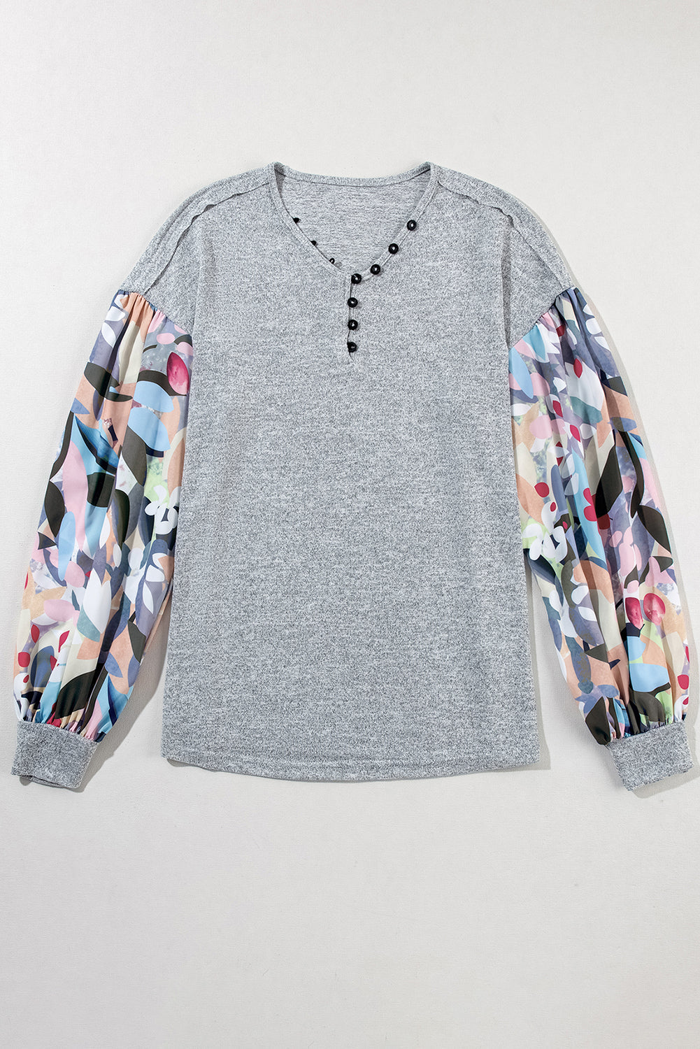 Women's V Neck Patchwork Button-Front Top