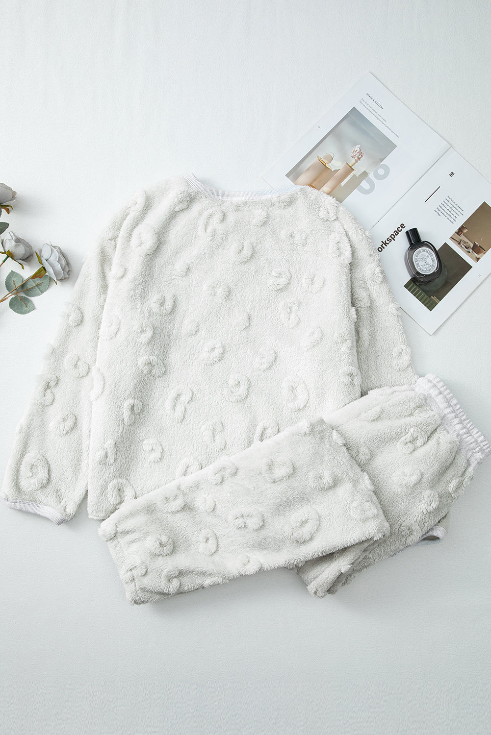 Textured Easy-Fit Leopard Easy-Fit Fit Fleece Lounge Set